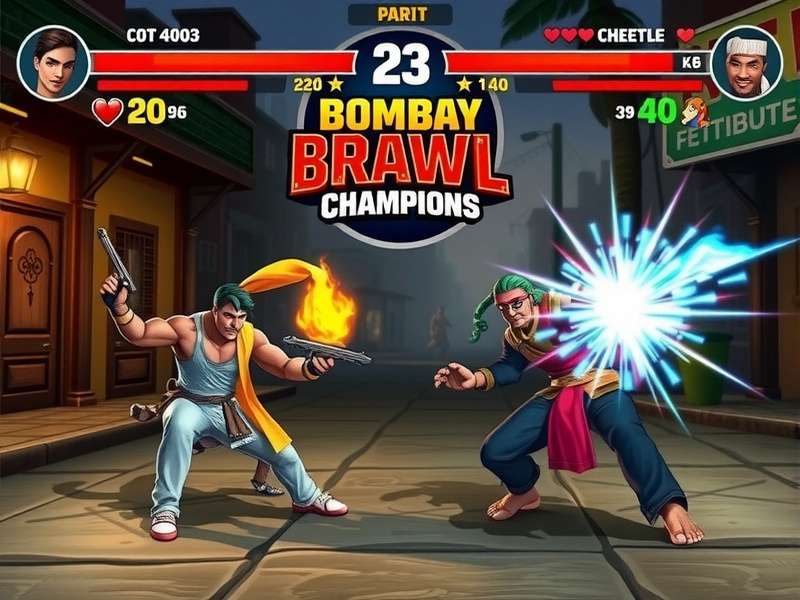 Bombay Brawl Champions game screenshot showing intense street fighting action